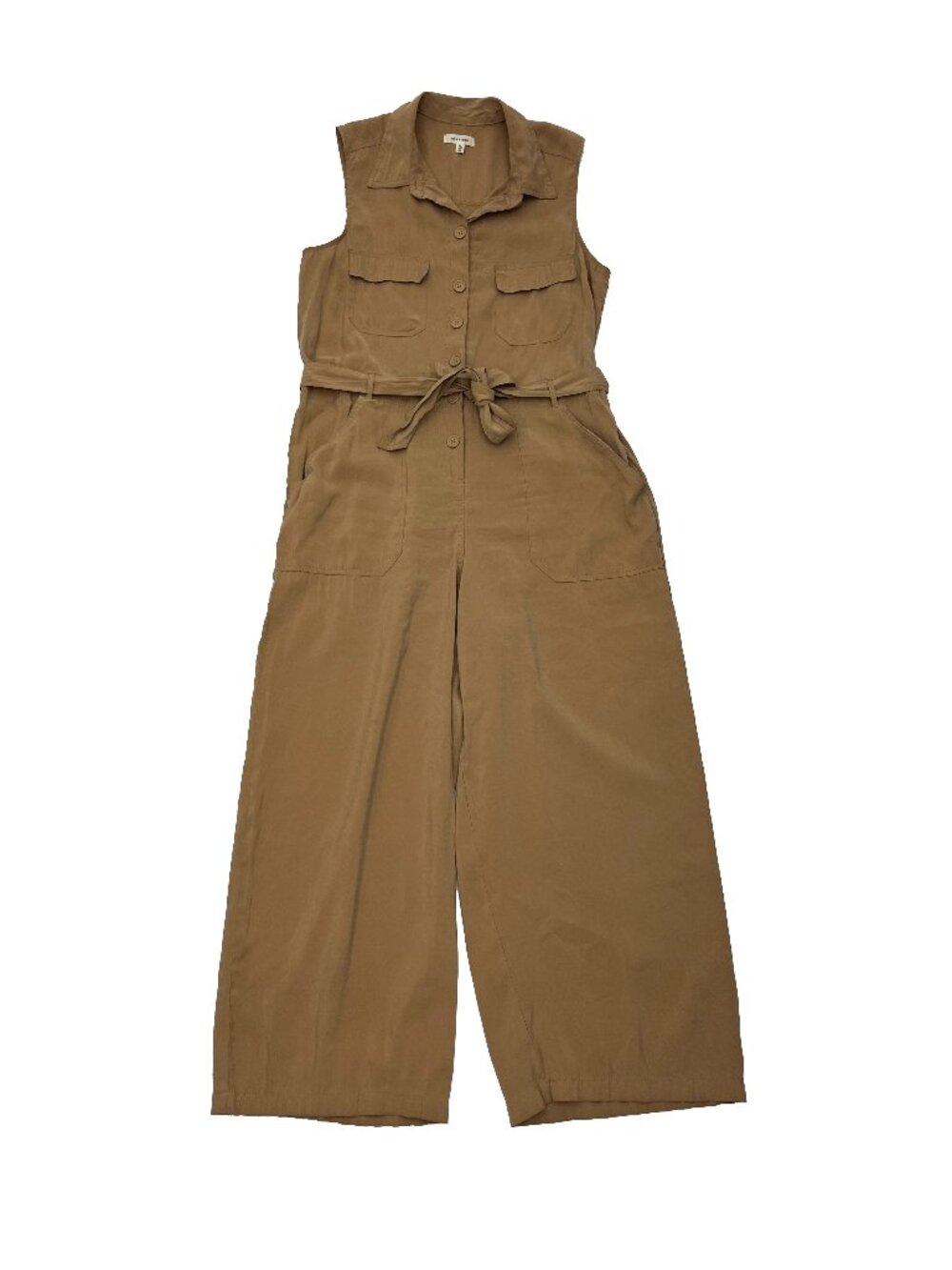 Max Studio Wide Leg Belted khaki Utility Jumpsuit Romper Womens XL X-Large